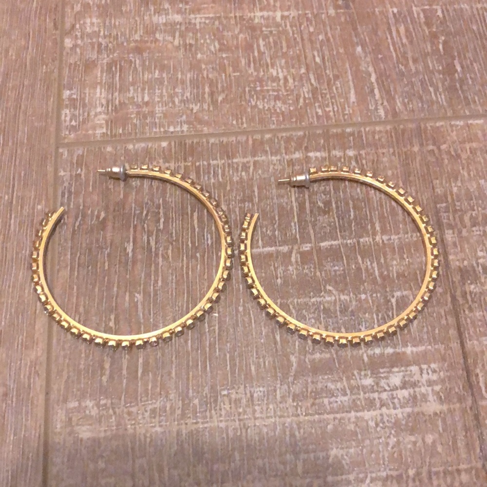 BEBE Gold Hoop Cubic Zirconia Earrings